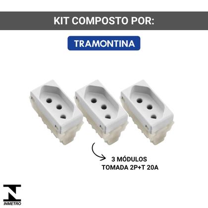 Imagem de Kit 3 Módulos Tomada 2p+t 20a/250v Liz Branca Tramontina