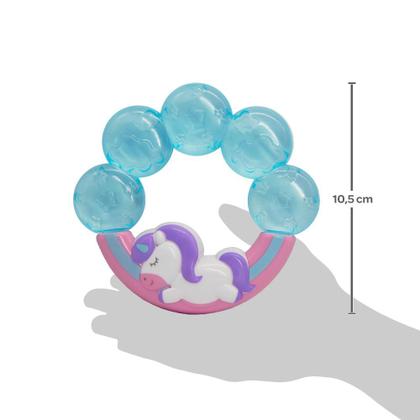 Imagem de Kit 3 mordedores infantil argola com agua textura macia massagear gengiva bebe buba