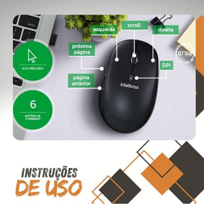 Imagem de Kit 3 Mouse Sem Fio MSI 200 Intelbras 6 Botões Ajuste DPI Cliques Silenciosos Nota Fiscal Empresa