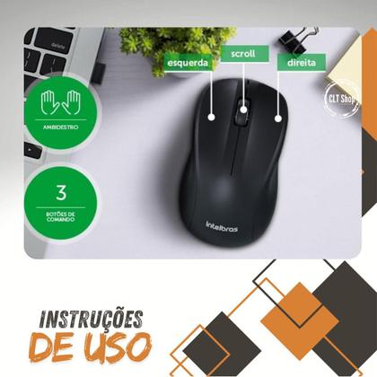 Imagem de Kit 3 Mouse Sem Fio MSI 55 Intelbras Design Anatômico Ambidestro Clique Silencioso NF Para Empresa