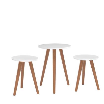 Imagem de Kit 3 Móveis Tabriz Cabeceira Apoio Encaixe Redondo Branco