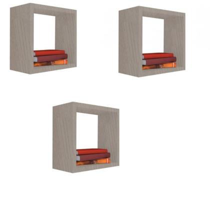 Imagem de Kit 3 Nicho Decorativo 25x25x15 Cm Madeirado Em Mdf F031