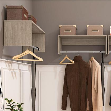 Imagem de Kit 3 Nichos Cabideiros Suspensos Berlim Carvalho Castanho - Lumil Móveis