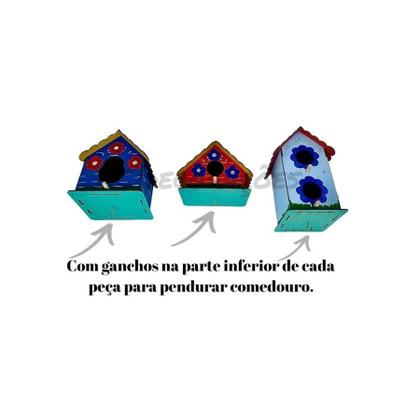Imagem de Kit 3 Ninho Casinhas Passarinho Ar Livre Pendurar Coloridas