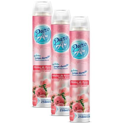 Imagem de Kit 3 Odorizador Puro Ar 250ml Dom Line - Pétalas de Rosas 