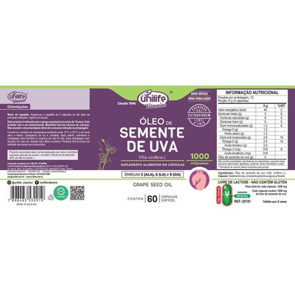 Imagem de Kit 3 Óleo De Semente De Uva 1000Mg Unilife 60 Cápsulas