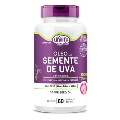 Imagem de Kit 3 Óleo De Semente De Uva 1000Mg Unilife 60 Cápsulas