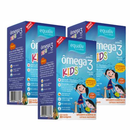 Imagem de Kit 3 Ômega 3 Pro Kids Concentrado Infantil Epa Dha Equaliv