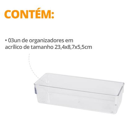 Imagem de KIt 3 Organizador De Gavetas Acrilico Meia Cueca Roupas