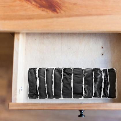 Imagem de Kit 3 Organizador de Gavetas Transparente e Branco 11 Nichos Colmeia 10x34x10 123Organizei