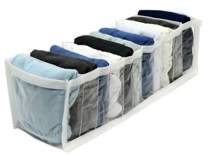 Imagem de Kit 3 Organizador de Gavetas Transparente e Branco 11 Nichos Colmeia 10x34x10 123Organizei