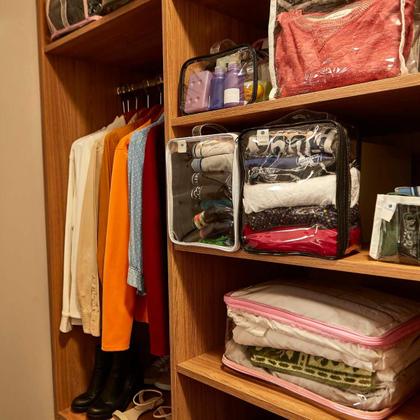 Imagem de Kit 3 Organizador de Roupa Multiuso Reutilizáveis Transparente  TAM M