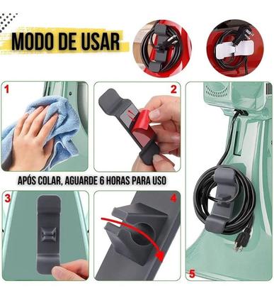 Imagem de Kit 3 Organizadores De Fios/cabos Auto Colantes