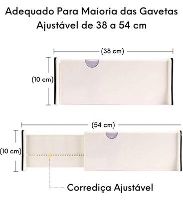 Imagem de Kit 3 Organizadores Divisor De Gaveta Multiuso Ajustável
