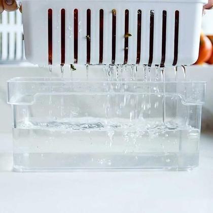 Imagem de Kit 3 Organizadores Geladeira Tampa Acrílico Drenagem 2,2L