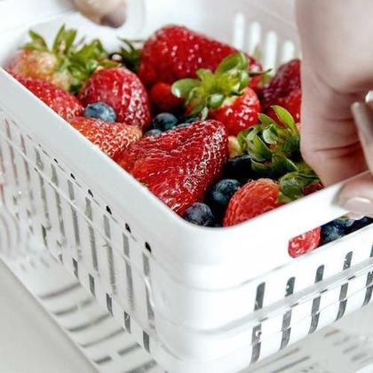 Imagem de Kit 3 Organizadores Geladeira Tampa Acrílico Drenagem 2,2L