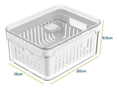 Imagem de Kit 3 Organizadores Geladeira Tampa Acrílico Drenagem 2,2L