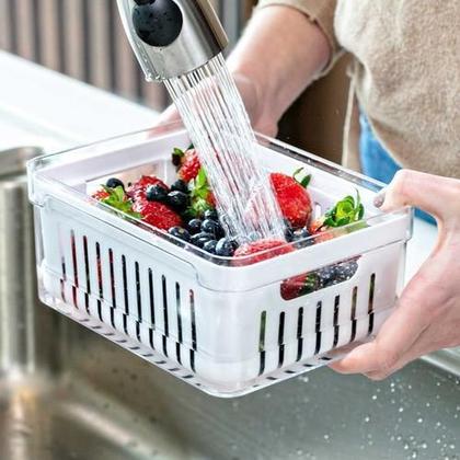 Imagem de Kit 3 Organizadores Geladeira Tampa Acrílico Drenagem 2,2L