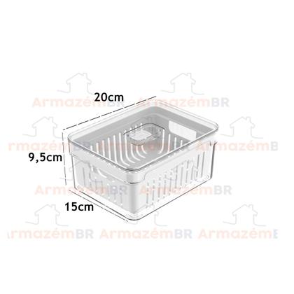 Imagem de Kit 3 Organizadores Porta Mantimento 2,2 Litros Com Cesto Geladeira Fruta Verdura Clear Fresh - Ou