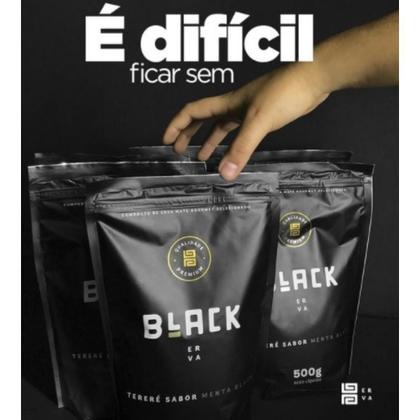 Imagem de Kit 3 Pacotes Black Erva Mate Tereré + Copo de Alumínio Térmico + Bomba Clássica Preta + Scoop