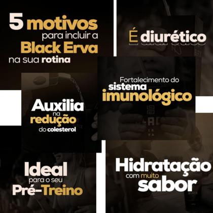 Imagem de Kit 3 Pacotes Black Erva Mate Tereré + Copo de Alumínio Térmico + Bomba Mola Externa de Inox