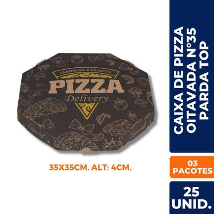 Imagem de Kit 3 Pacotes Caixa Parda De Pizza Oitavada Top/Basic N35 - 75un
