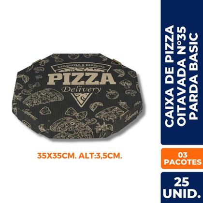 Imagem de Kit 3 Pacotes Caixa Parda De Pizza Oitavada Top/Basic N35 - 75un
