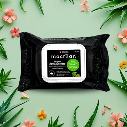 Imagem de Kit 3 Pacotes Lenços Demaquilantes Macrilan RE-02 Limpeza Fácil Pele e Rosto Aloe Vera