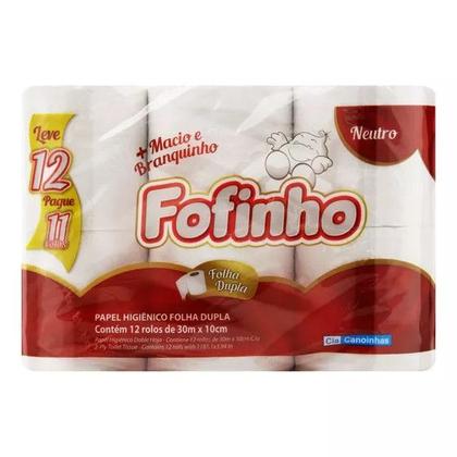 Imagem de Kit 3 Pacotes Papel Higiênico Fofinho Folha Dupla Neutro 30m 12 Rolos