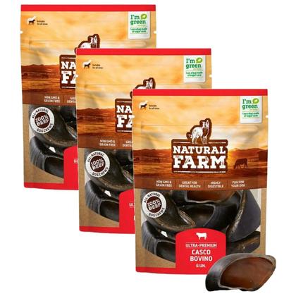 Imagem de Kit 3 pacots mordedor natural casco bovino natural farm 