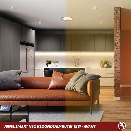 Imagem de Kit 3 Painel Plafon Smart Led Neo Embutir Redondo Conexão Wi-fi Alexa Echo Google Avant