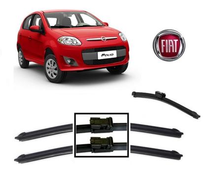 Imagem de Kit 3 Palhetas Limpador de Parabrisa Dianteiro + Traseiro Novo Fiat Palio ano 2012 em Diante