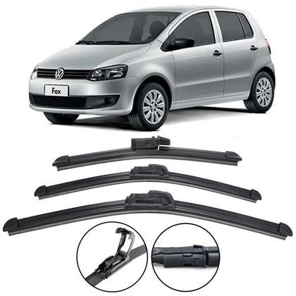 Imagem de Kit 3 Palhetas Limpador Parabrisa Dianteiro + Traseiro VW Fox 2010 - 2012