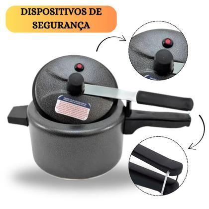 Imagem de Kit 3 Panela de Pressão 7 Litros 4,5L 2,5L Alumínio Preto Craqueado Com Inmetro Selo e Concha