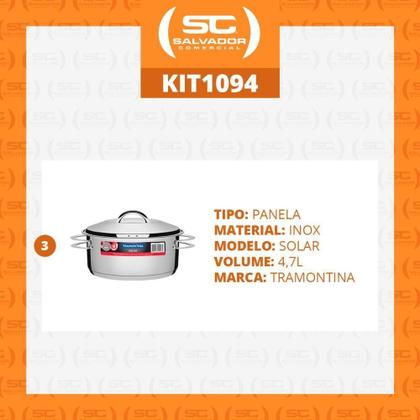 Imagem de Kit - 3 Panelas Aço Inox Fundo Triplo Solar 4,7l Pit 1 - Tramontina