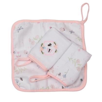 Imagem de Kit 3 Paninhos De Boca Bebê Soft Bordado Com Prendedor Chupeta 25x25cm