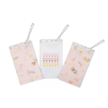 Imagem de Kit 3 Paninhos de Boca Com Bordado 38x38cm Com Prendedor Para Chupetas Varias Estampas Papi