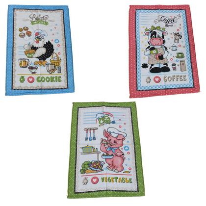 Imagem de Kit 3 Pano De Prato Estampado Estampas Variadas Pano De Copa Macio Em Algodao