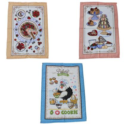 Imagem de Kit 3 Pano De Prato Estampado Estampas Variadas Pano De Copa Macio Em Algodao