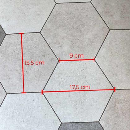 Imagem de Kit 3 Papel Adesivo Vinilico Piso Lavavel Hexagono Cinza 15m