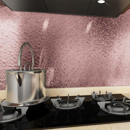 Imagem de Kit 3 Papel de Parede Adesivo Cozinha Resistente a Alta Temperatura Rose Gold 15M
