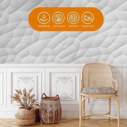 Imagem de Kit 3 Papel de Parede Adesivo Lavavel Geométrico Polígonos Cinza 6M