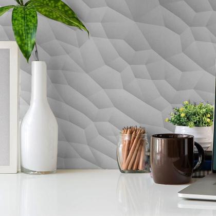 Imagem de Kit 3 Papel de Parede Adesivo Lavavel Geométrico Polígonos Cinza 6M