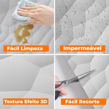 Imagem de Kit 3 Papel de Parede Adesivo Lavavel Geométrico Polígonos Cinza 6M
