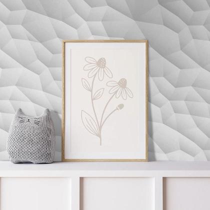 Imagem de Kit 3 Papel de Parede Adesivo Lavavel Geométrico Polígonos Cinza 6M