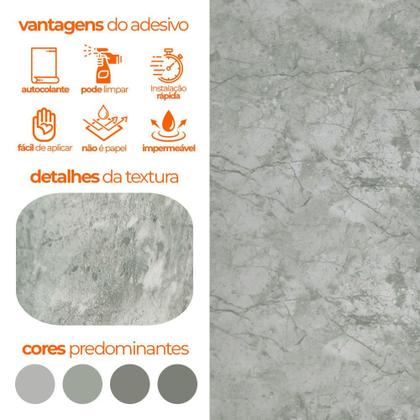 Imagem de Kit 3 Papel de Parede Adesivo Marmore Travertino Verde 15m