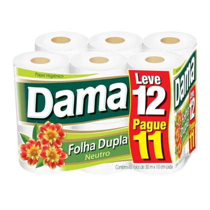 Imagem de Kit 3 Papel Higiênico Dama 12 Rolos 30 m