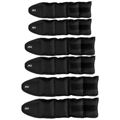 Imagem de Kit 3 Pares de Caneleira Tornozeleira de Peso Para Perna de 1kg 2kg 3kg Reforçada Treino Fitness Funcional de Academia Profissional