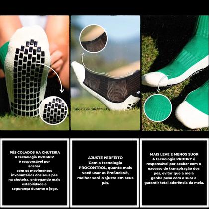 Imagem de Kit 3 Pares de Meia Esportiva Antiderrapante Pro Soccer De Compressão