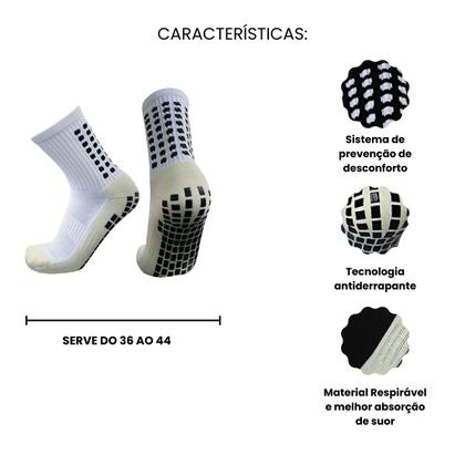 Imagem de Kit 3 Pares de Meia Esportiva Antiderrapante Pro Soccer De Compressão